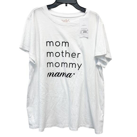 Isabel Maternity "Mom" Graphics White Maternity Novelty T-Shirt Size Large - Picture 2 of 6